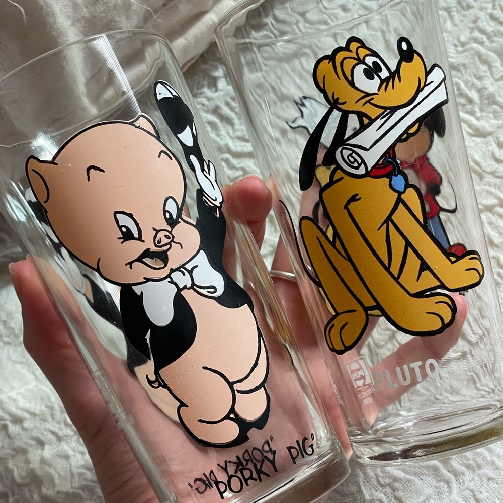 Looney Tunes Porky Pig and Disney Pluto Glass Set